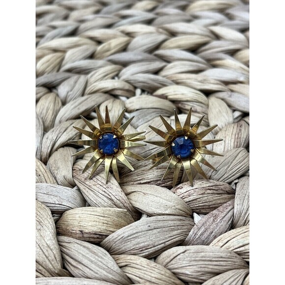 B N Signed Brushed Gold Tone Vintage 1950's Star Screw Back Earrings Fairy - Picture 2 of 9